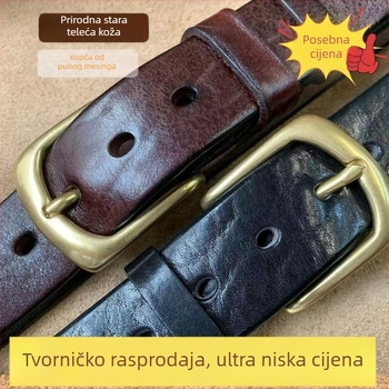 Muški pojas od vrhunske kože goveda, jednovrstni, bakrena kopča, vintage ručna izrada, za traperice