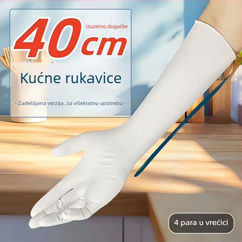 16-inčne nitrilne rukavice, dugačke, vodootporne, debele, otporne na probijanje, prehrambene kvalitete za pranje posuđa i kućnu upotrebu