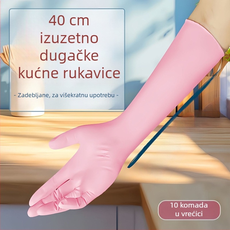 16-inčne nitrilne rukavice, dugačke, vodootporne, debele, otporne na probijanje, prehrambene kvalitete za pranje posuđa i kućnu upotrebu