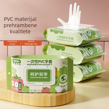 Jednokratne PVC rukavice, 50 komada u kutiji, za kontakt s hranom, izdržljive, ekstra debele, za kućno čišćenje i pranje posuđa