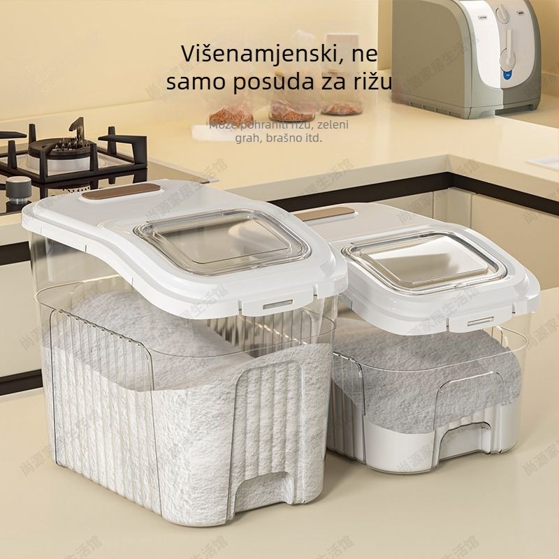 Spremnik za skladištenje riže, otporan na insekte i vlagu, zatvoren, kućne prehrambene kvalitete, velik kapacitet, 25–35 kg riže