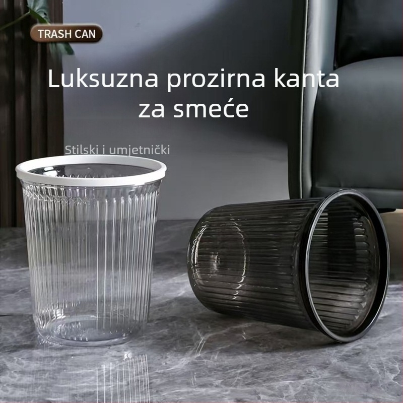 Velika prozirna plastična kanta za kućnu upotrebu – dnevni boravak, kuhinja, kupaonica, bez poklopca