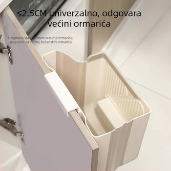 Zidni koš za otpad u kuhinji s razvrstavanjem otpada, bez poklopca, na vratima ormarića, plastični, 7 L