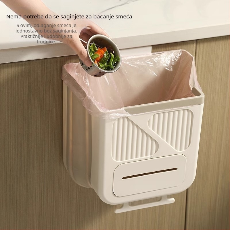Zidni koš za otpad u kuhinji s razvrstavanjem otpada, bez poklopca, na vratima ormarića, plastični, 7 L