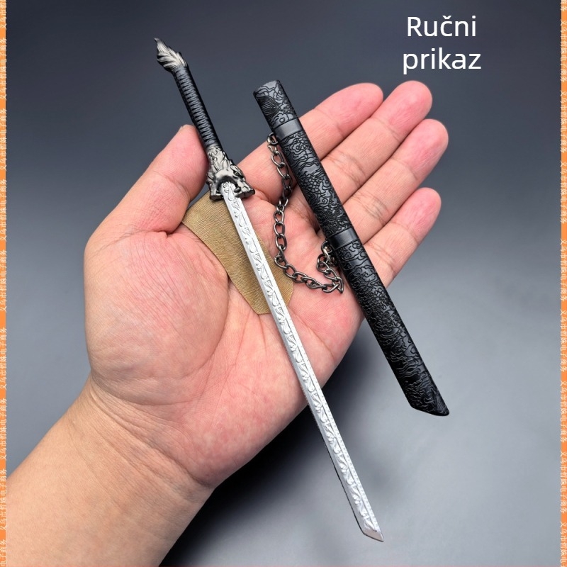 22 cm metalni maket oružja s motivom zmajeve duše, metalna futrola, stolna dekoracija, tup oštrica