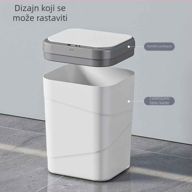 Pametan senzorni koš s induktivnim otvaranjem, 9–12 L, četvrtasti plastični koš, kuhinja, dnevni boravak, ured