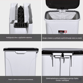 Pedalni plastični koš za smeće u nordijskom stilu, 25–30 L, za kućnu upotrebu, školu i ured