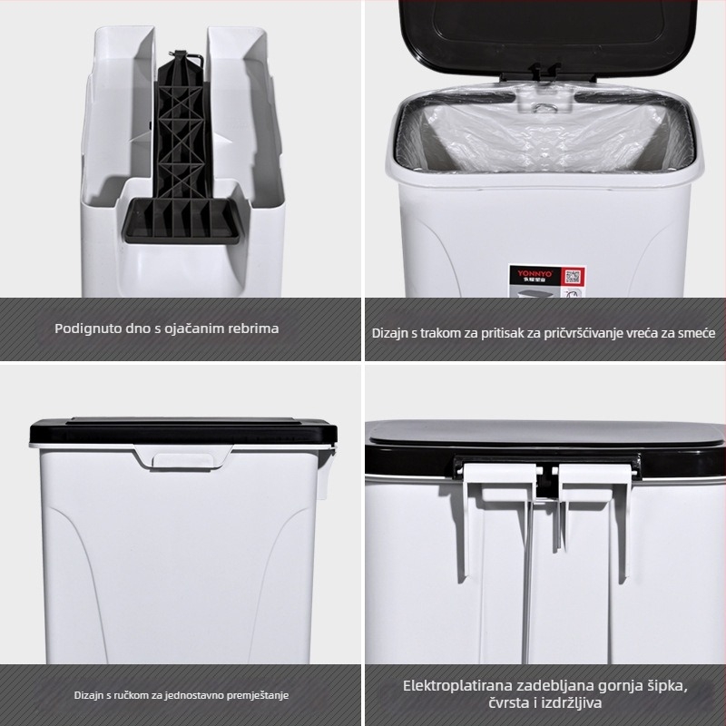 Pedalni plastični koš za smeće u nordijskom stilu, 25–30 L, za kućnu upotrebu, školu i ured