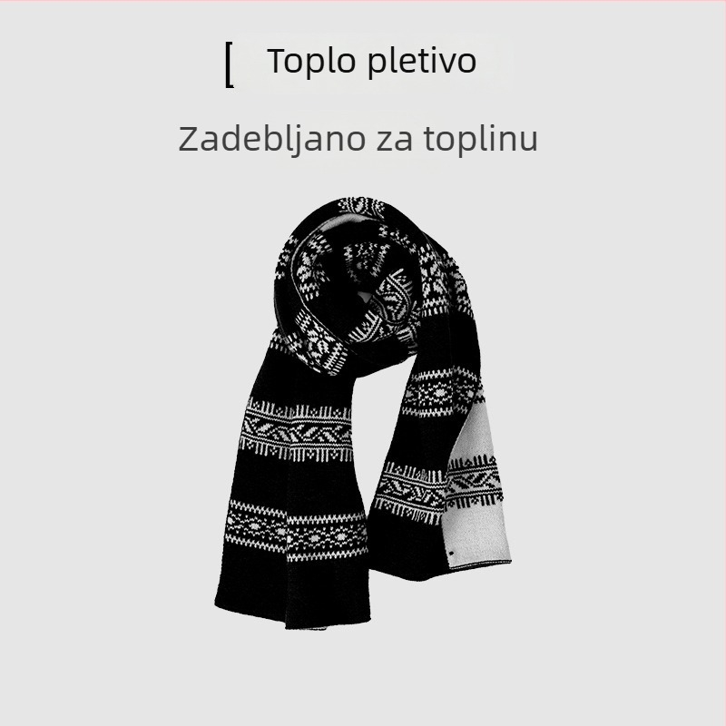 Pleteni šal u Fair Isle stilu, za žene i muškarce, vintage jacquard, dvostrani debeli vuneni šal za jesen i zimu