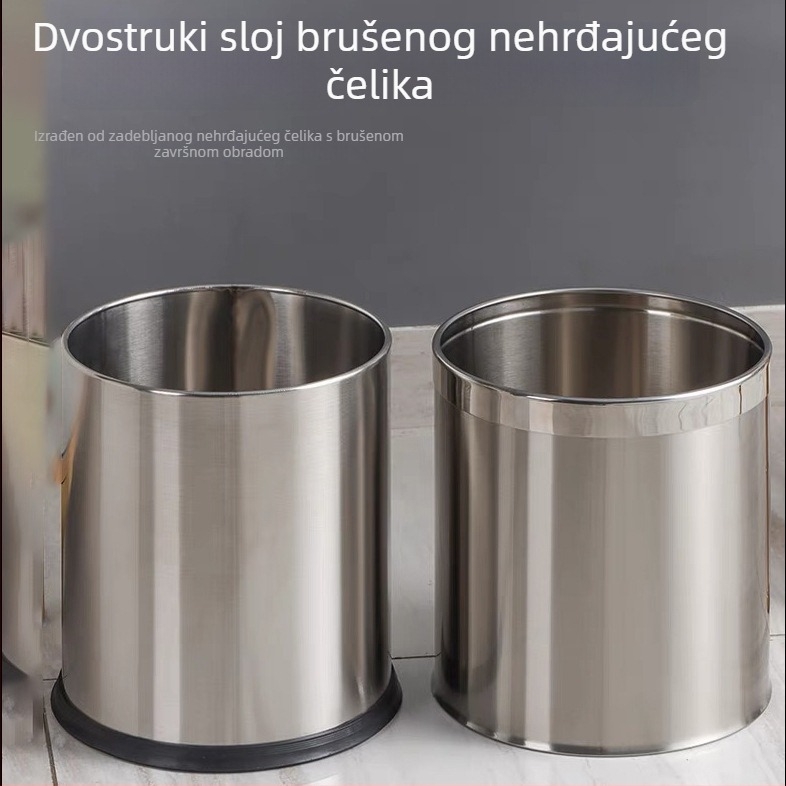Kanta od nehrđajućeg čelika bez poklopca, velikog kapaciteta, za kuhinju, kupaonicu i ured