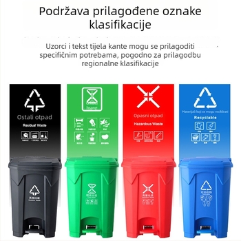 Pedalni koš za smeće s poklopcem i unutarnjom posudom, velik kapacitet, kvadratičnog oblika za kućnu uporabu (dnevni boravak, spavaća soba, kupaonica, kuhinja)