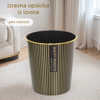 Kantica za WC s crno-zlatnom rubom, spremišni koš u kupaonici, plastična korpa za dnevni boravak, uredski otpadni koš, kućna upotreba