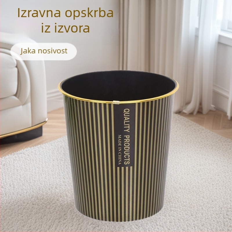 Kantica za WC s crno-zlatnom rubom, spremišni koš u kupaonici, plastična korpa za dnevni boravak, uredski otpadni koš, kućna upotreba