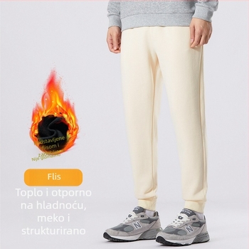 Muške sportske hlače od pamuka s flisom, unisex, duga ravna kroja, plus veličina, za par