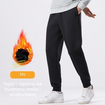 Muške sportske hlače od pamuka s flisom, unisex, duga ravna kroja, plus veličina, za par