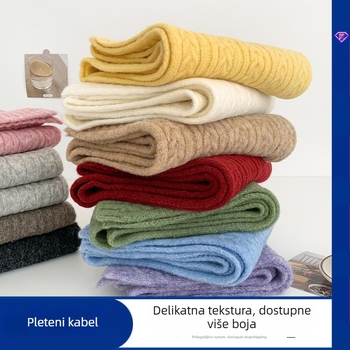 Šal od smjese vune s pletenim uzorkom, korejskog stila, zimska toplina za vrat