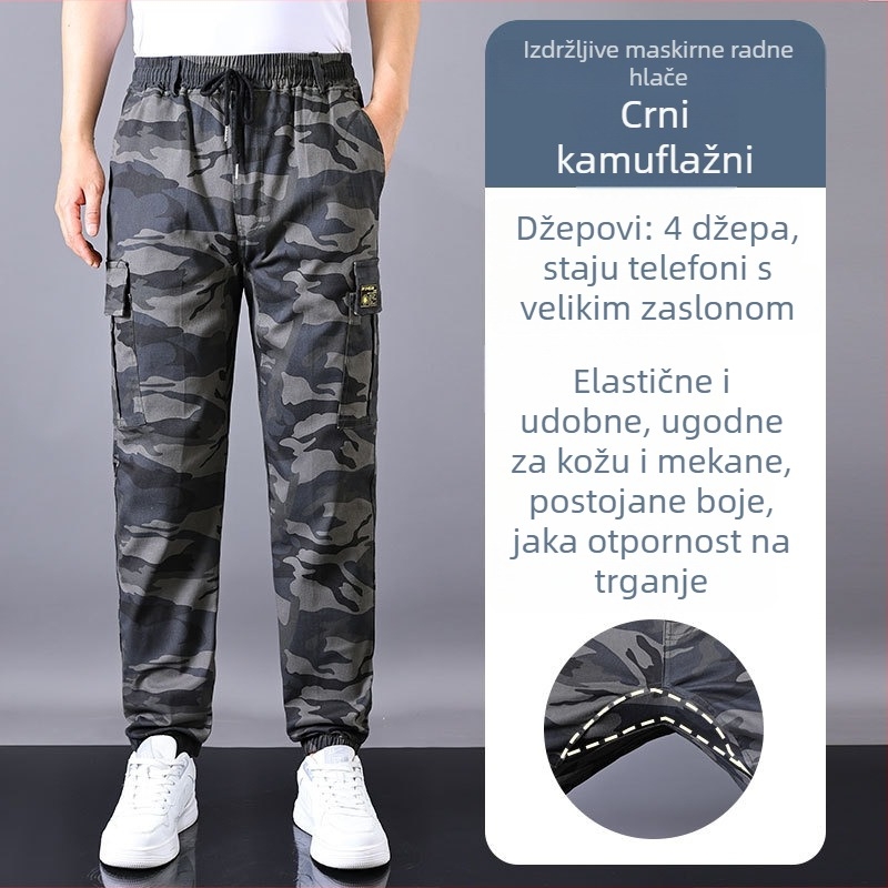 Muške radne hlače, ljetne, prozračne, širokog kroja, s višestrukim džepovima