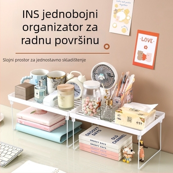 Prilagođeni dvostruki kozmetički organizator za stol, podesiv, višenamjenski, plastični, moderni minimalistički dizajn