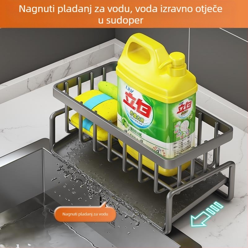 Plastični kuhinjski organizator za radnu površinu: držač za posuđe, odvodni stalak, skladište krpa i pribor za sudoperu