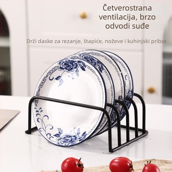 Vertikalni stalak za suđe na kuhinjskom radnom stolu, bez bušenja, 1-sloj, nehrđajući čelik 304, za zdjele, tanjure, daske za rezanje, poklopce i tepsije