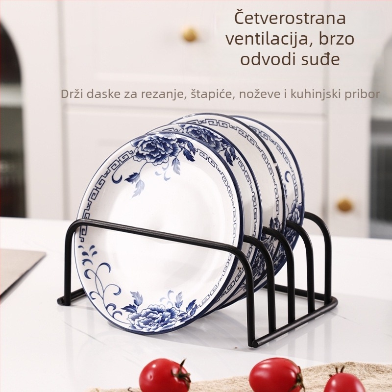 Vertikalni stalak za suđe na kuhinjskom radnom stolu, bez bušenja, 1-sloj, nehrđajući čelik 304, za zdjele, tanjure, daske za rezanje, poklopce i tepsije