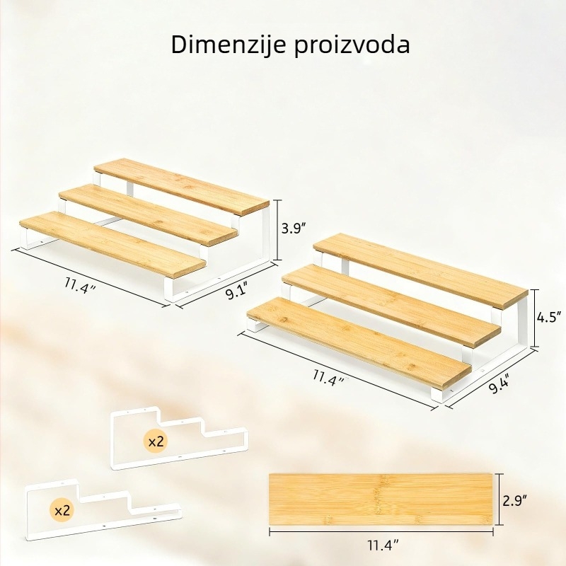Stolni bambusov držač za začine, 3-slojni organizator za pohranu