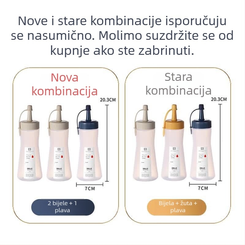 Set od 3 posudice za istiskivanje: umak od rajčice i džem, kuhinjski set za ulje i začine