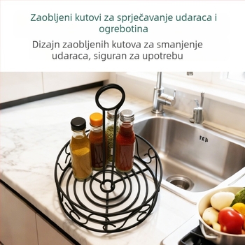 Željezni držač začina i boce ulja i octa – organizator za posude i staklenke sa začinima na kuhinjskom stolu