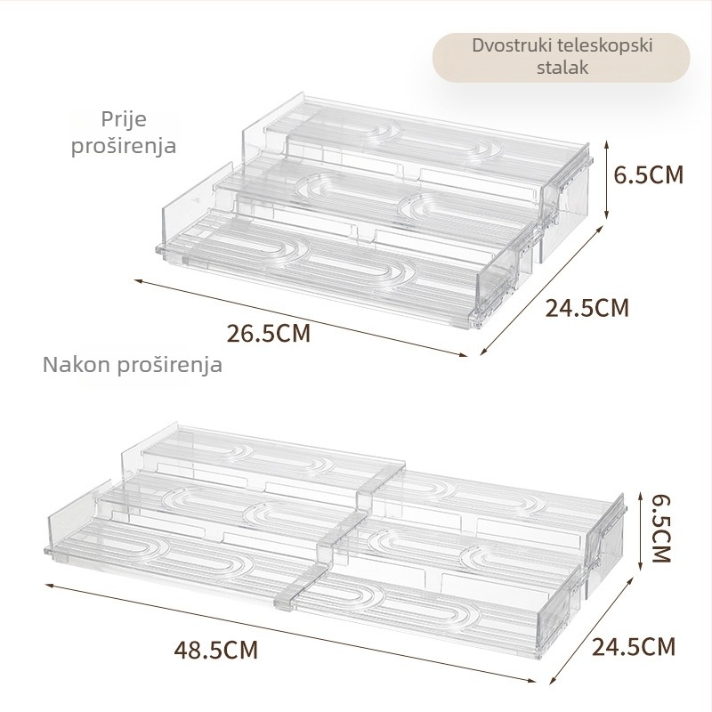 Akrilna kuhinjska stuba za bočice začinskih i parfema, kozmetički organizator na stolu, teleskopski dizajn, lagani luksuz
