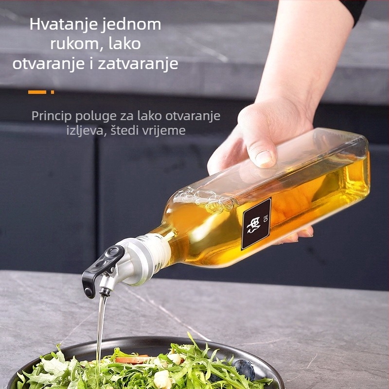 Kockasta staklena boca za ulje sa zaptivnim čepom, pogodna za sojin sos i ocat, 500 ml