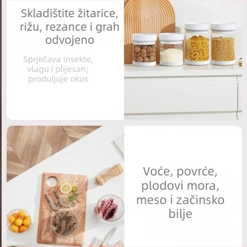 Inteligentni stakleni spremnik za skladištenje s vakuumom, automatsko oslobađanje zraka i očuvanje svježine, široko grlo