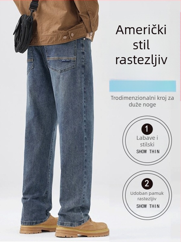 Muške traperice 2026 – proljetni novi stil, američki retro trend, opuštena ravna kroja, široke hlače