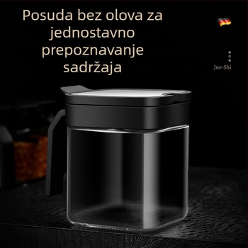 Set staklenih posuda za začine 304 s ručkom, posude za sol i začine, uključuje žličicu, zapečaćeno skladištenje