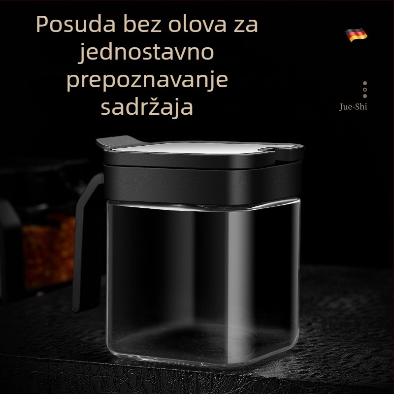 Set staklenih posuda za začine 304 s ručkom, posude za sol i začine, uključuje žličicu, zapečaćeno skladištenje