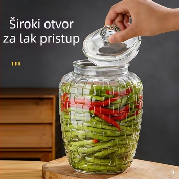 Staklena posuda za kućnu upotrebu, velika veličina, moderni minimalistički stil, prozračni pleteni uzorak, staklenka za turšiju, zatvorena posuda, posuda za skladištenje
