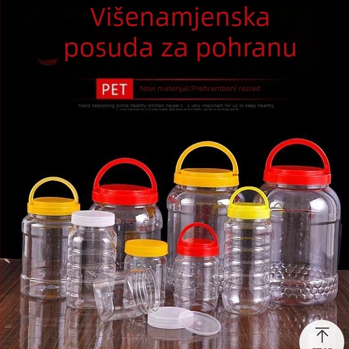 Plastična posuda za med, džem i umake, okrugla zatvorena posuda, plastika za hranu