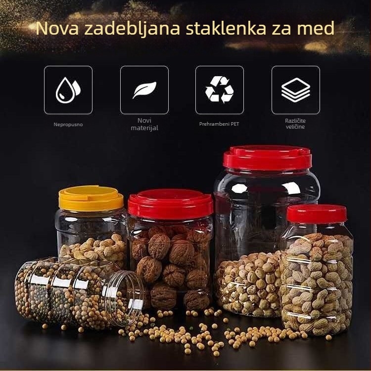 Plastična posuda za med, džem i umake, okrugla zatvorena posuda, plastika za hranu