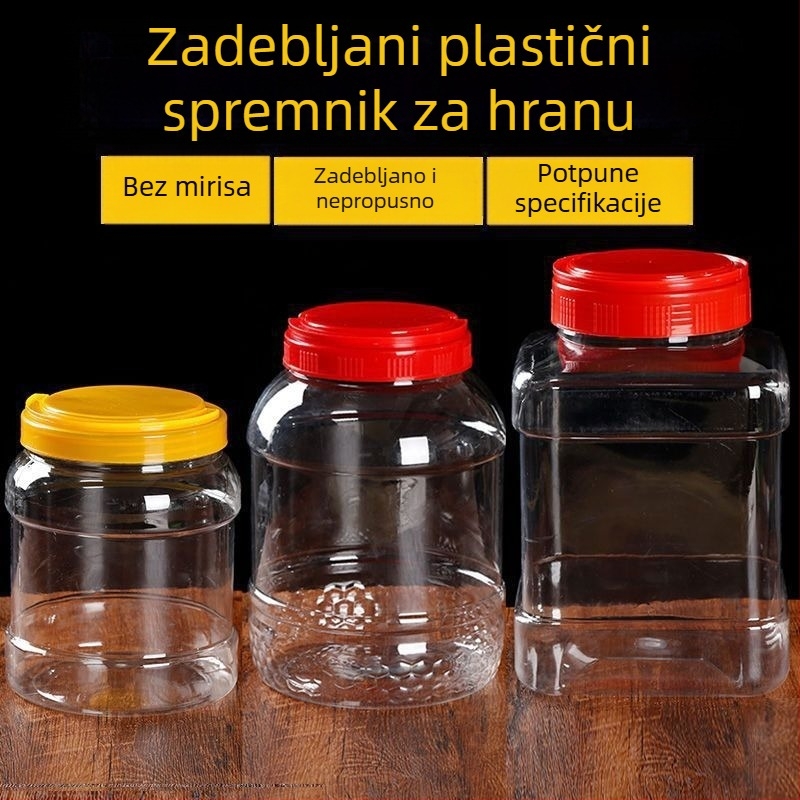 Plastična posuda za med, džem i umake, okrugla zatvorena posuda, plastika za hranu