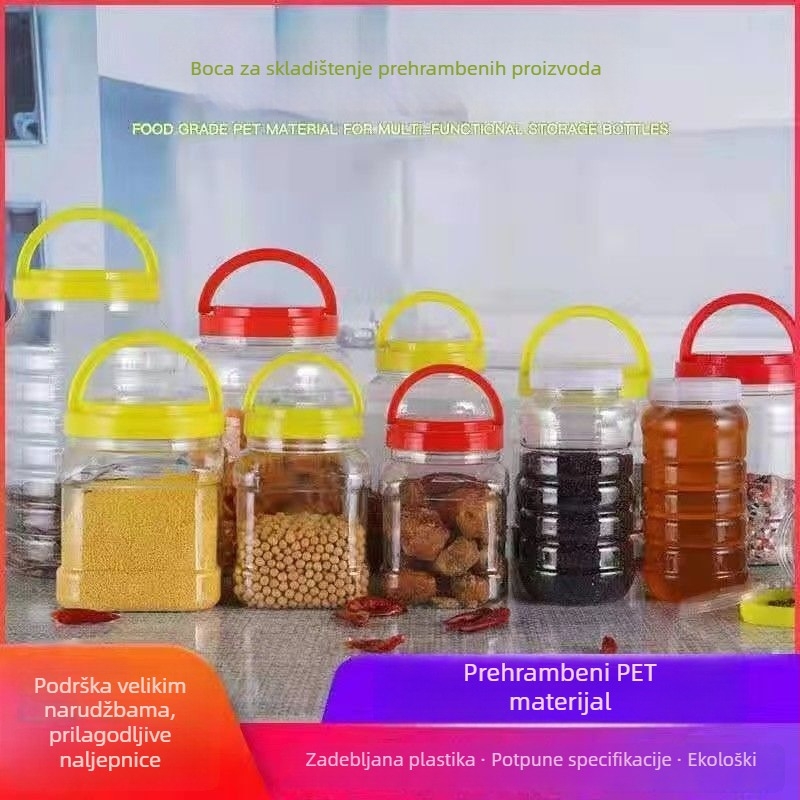 Plastična posuda za med, džem i umake, okrugla zatvorena posuda, plastika za hranu