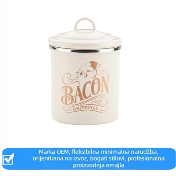 Metalni emajlirani spremnik za kuhinju s cvjetnim dizajnom, 301-500 ml, za skladištenje slanine