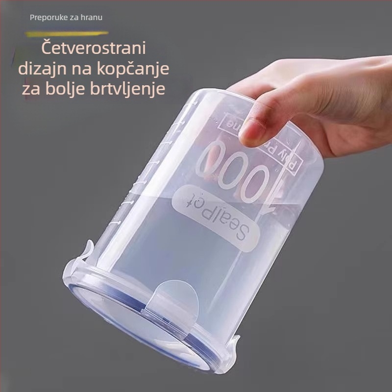 Prozirna plastična posuda za pohranu hrane s čvrstim zatvaranjem – kuhinja, začini, mahunarke, orašasti plodovi i žitarice