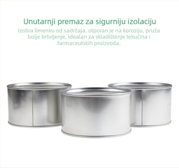 Okružna limena kutija za božićne kolačiće, slatkiše i mirisne svijeće; zatvorena metalna kutija s poklopcem koji se jednostavno otvara