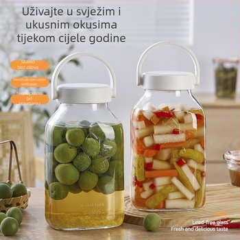Staklena posuda za skladištenje s dvostrukim poklopcem, filtracijskim odjeljkom, prehrambene kvalitete, 2,2 L