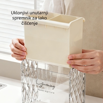 Zidni kuhinjski organizator s odvodnim spremnikom za žlice i košarom za štapiće