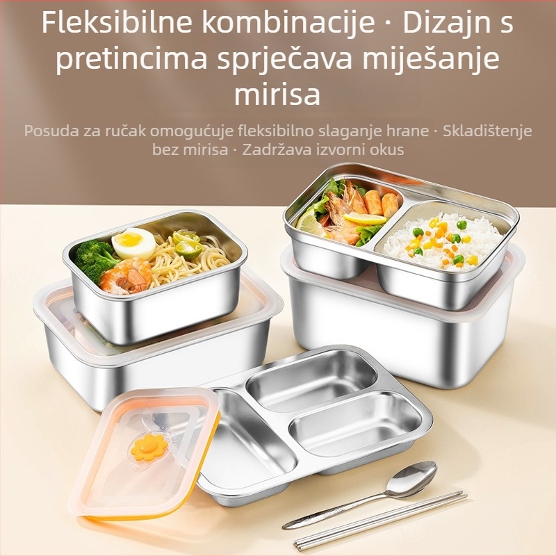 Posuda od nehrđajućeg čelika s poklopcem, kutija za hranu