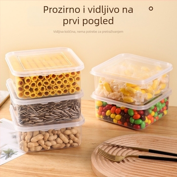 Prozirna zatvorena kutija za suho voće i grickalice; pogodna za dnevni boravak i stol za kafu; spremnik za skladištenje žitarica.