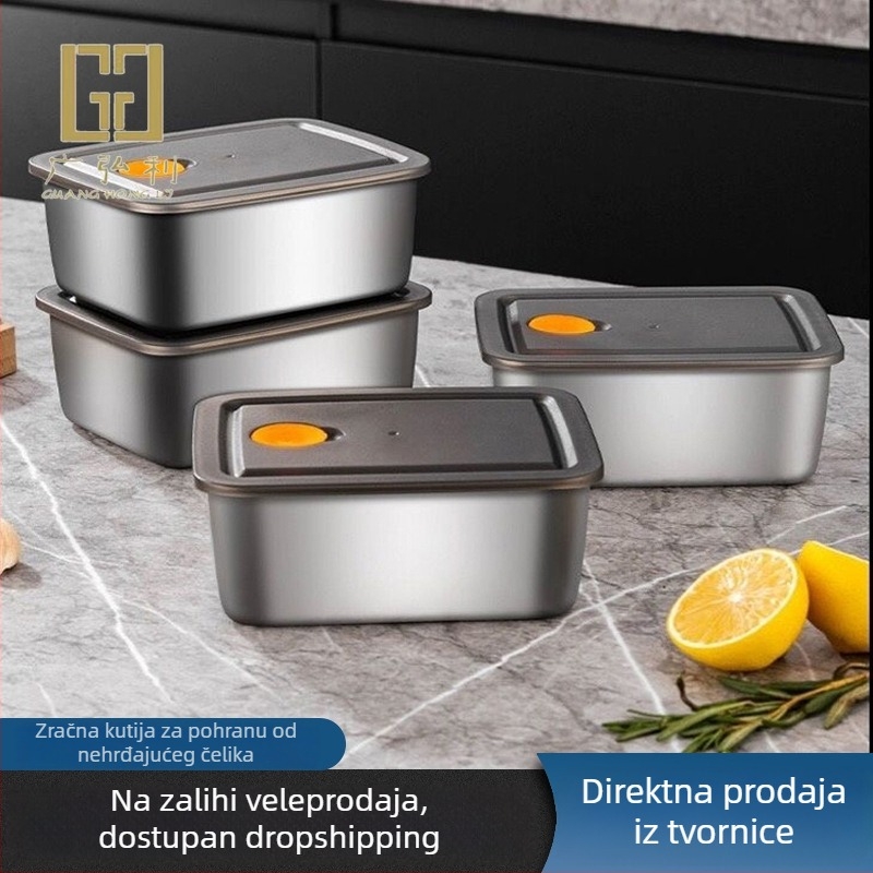 Nehrđavi čelični spremnik za pohranu hrane, prehrambene kvalitete, debeli zidovi, zatvoren za čuvanje u hladnjaku