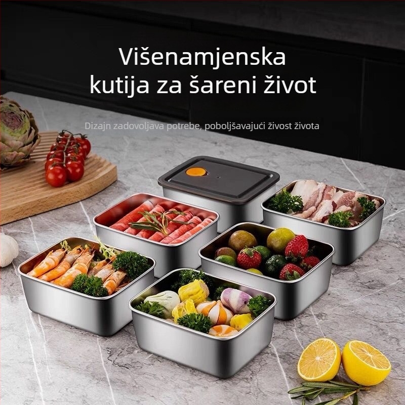 Nehrđavi čelični spremnik za pohranu hrane, prehrambene kvalitete, debeli zidovi, zatvoren za čuvanje u hladnjaku