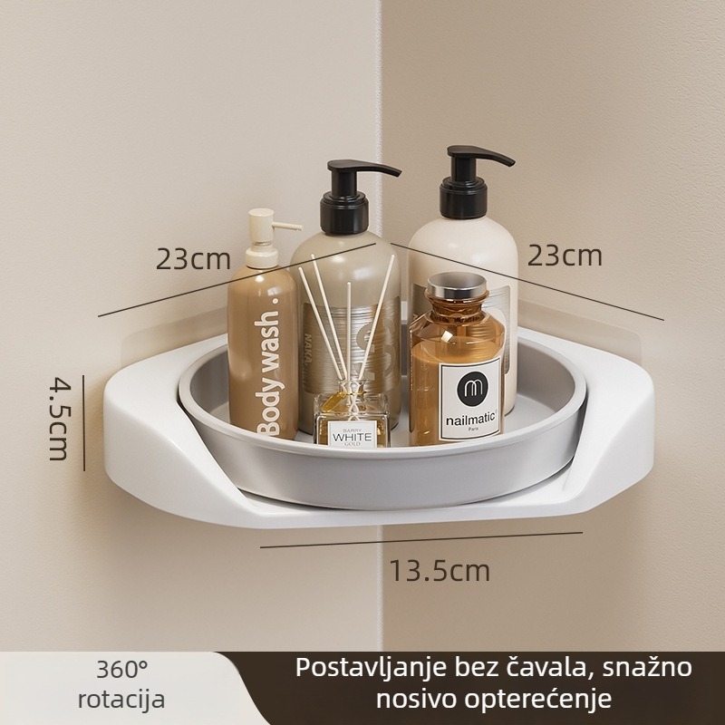 Okretni kutni trokutasti regal za začine, zidni držač za začine, 2-slojni ABS organizator