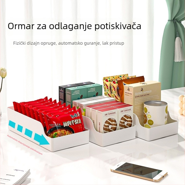 Plastična kutija za skladištenje na stolu, duboki organizator za kuhinju i dom studenata, kapacitet 1 L, dimenzije 33×16.8×8.5 cm, japanski stil